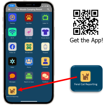 Cat reporting on The Woods app