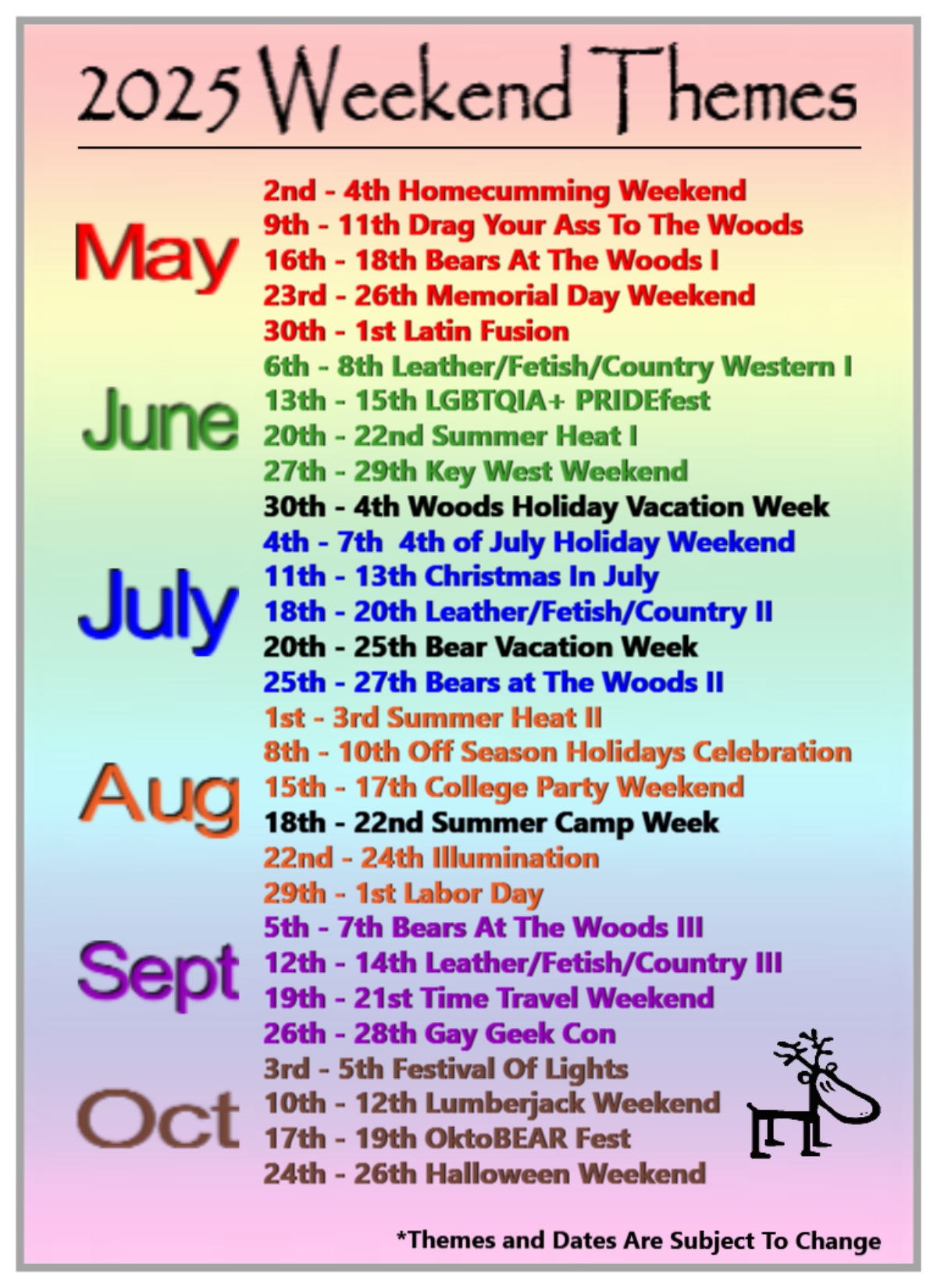 2025 Schedule of events